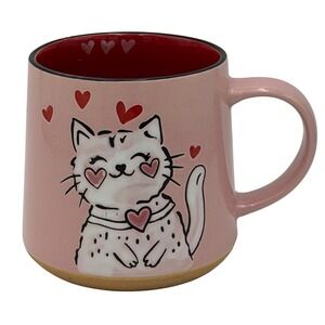 Spectrum Designz Pink Cat Lover Heart Coffee Mug Red Interior Ceramic Cup 2024